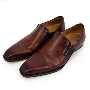 Mezlan Artisan Gored Men Brown Leather Slip On Loafer Square Toe Dress Shoes 9 M
